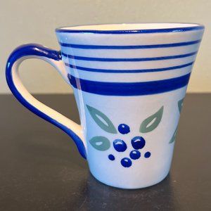 Vintage MESA INTERNATIONAL Handcrafted Cobalt Blue Blueberry Motif Ceramic Mug